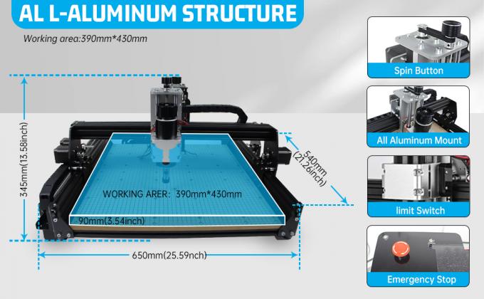 4540 ルーター CNC 彫刻機 500W スピンドル 11000rpm 3 軸 0