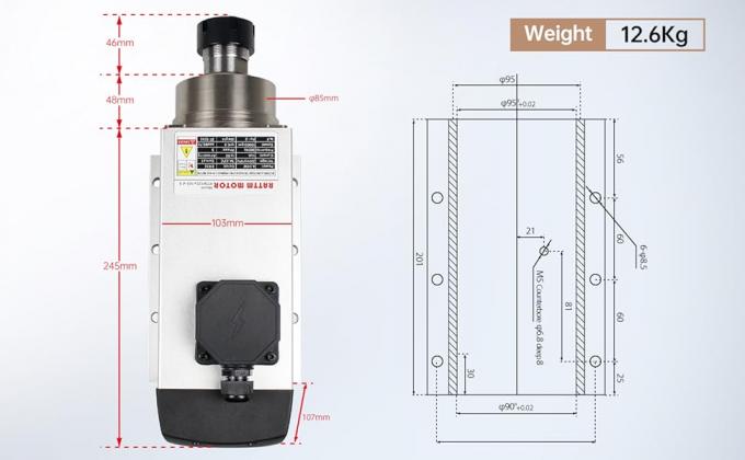 4.5KW 空気冷却式 CNC スピンドル モーター 方形 フレンズ 18000rpm ER32 4 ベアリング 4