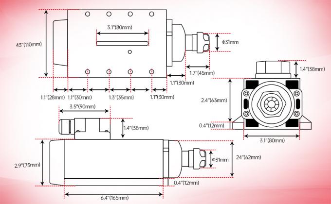 2.2kw ER20 CNC スピンドルモーターキット CNCマシンのための空気冷却 1